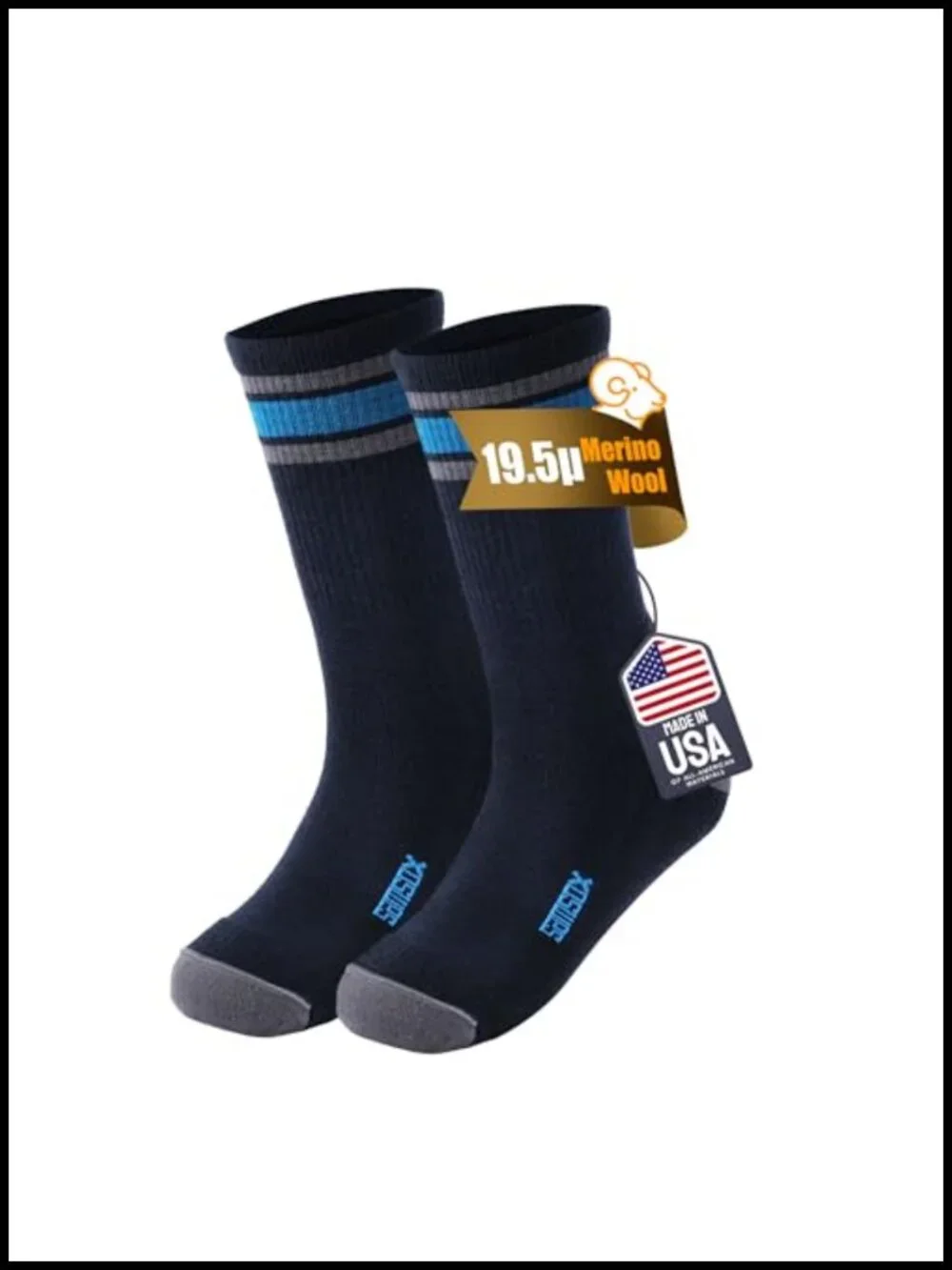 Merino Wool Hiking Socks 200 Needle Knit Moisture Wicking Anti Blister Men's